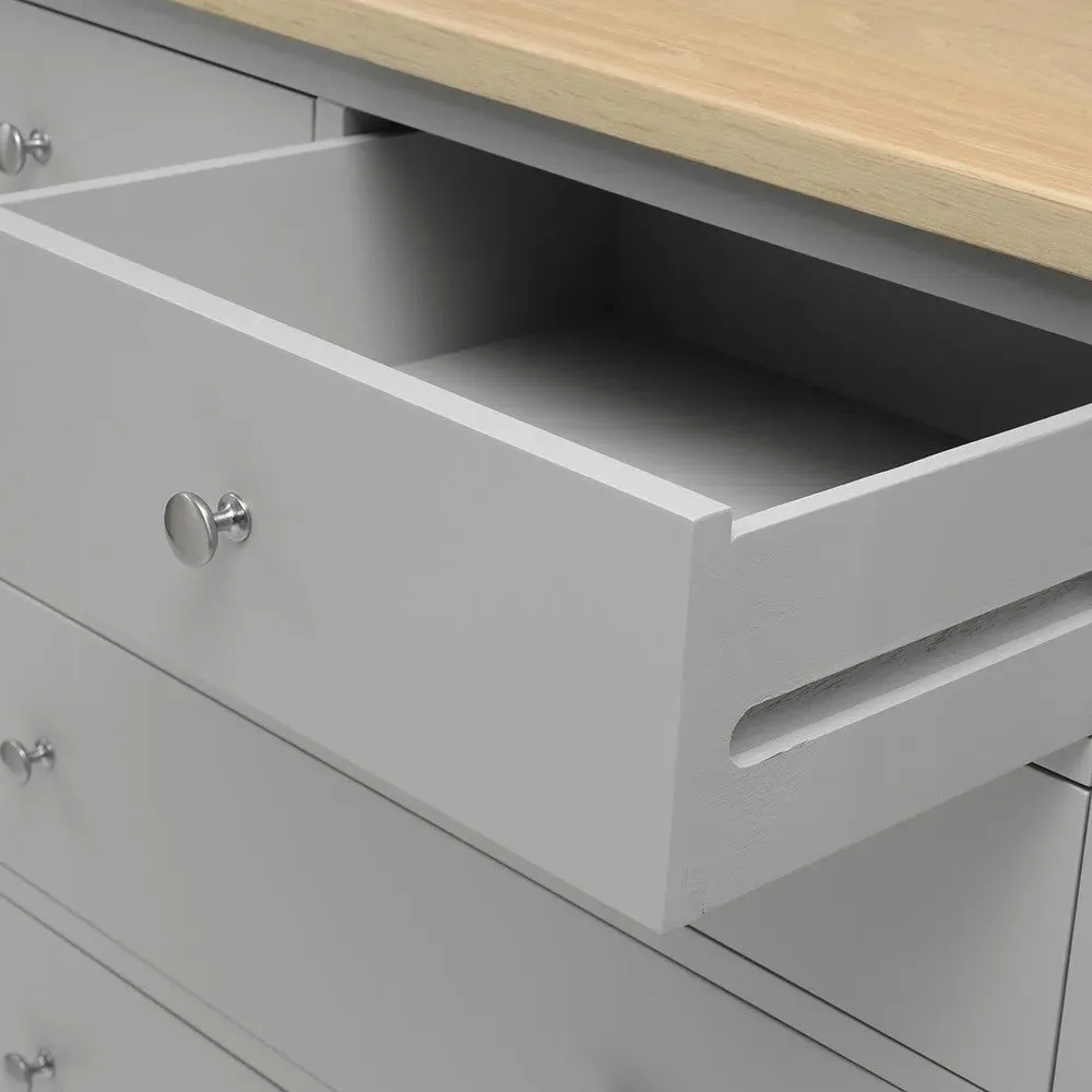 7 Drawer Chest of Drawers - Dove Grey, Oak