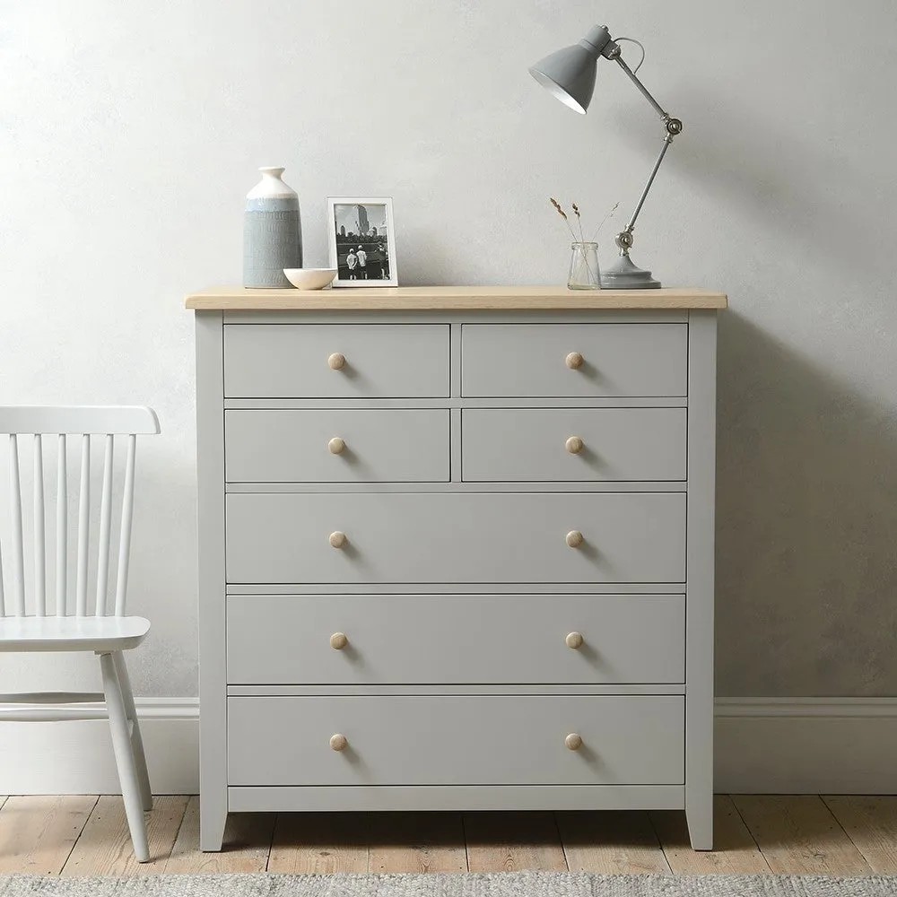7 Drawer Chest of Drawers - Dove Grey, Oak image