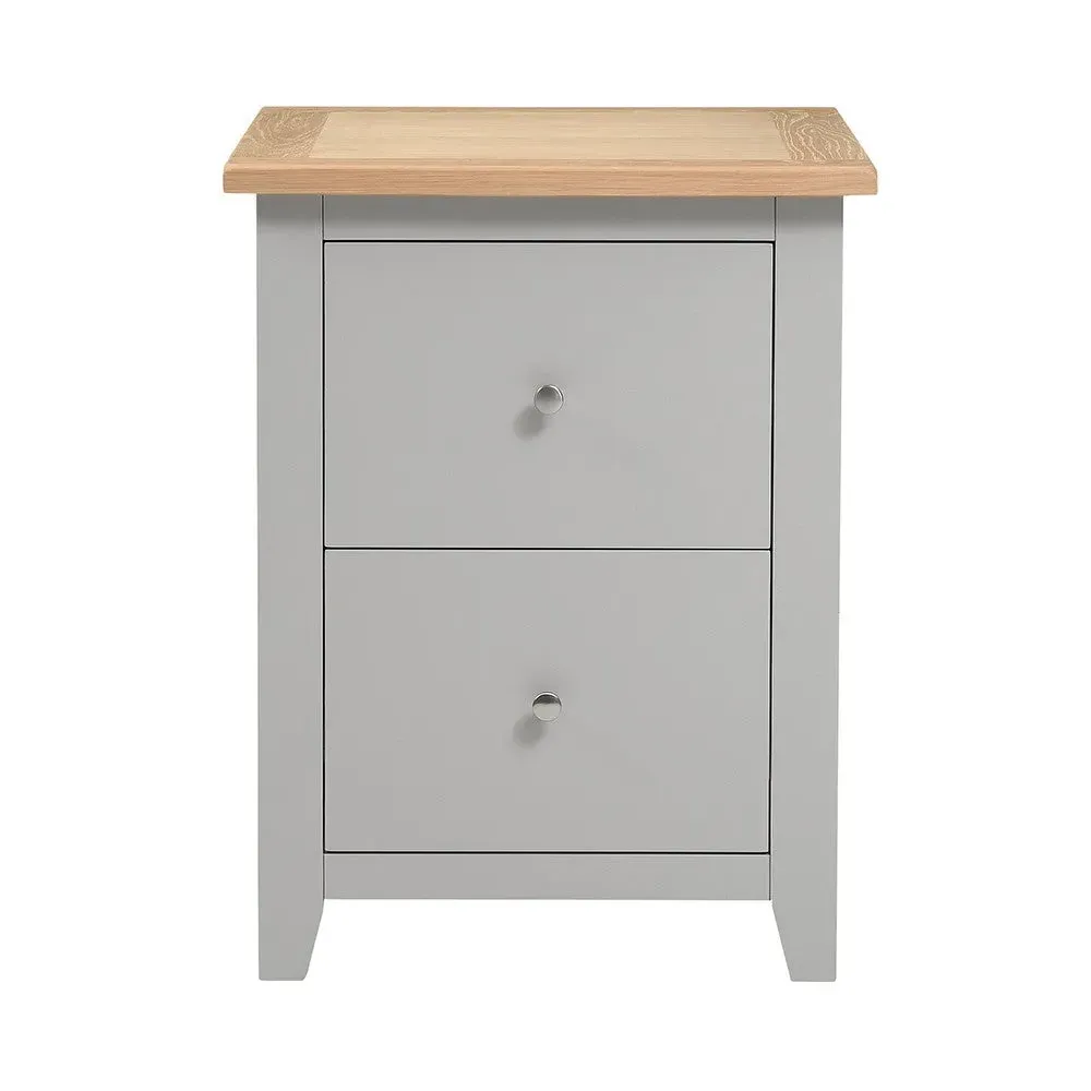 Chester 2 Drawer Filing Cabinet - Dove Grey, Oak