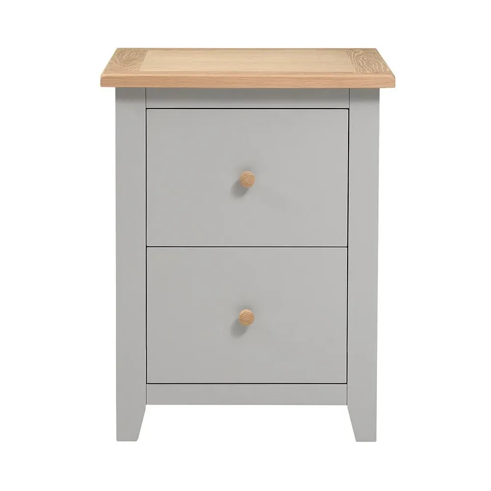 Chester 2 Drawer Filing Cabinet - Dove Grey, Oak
