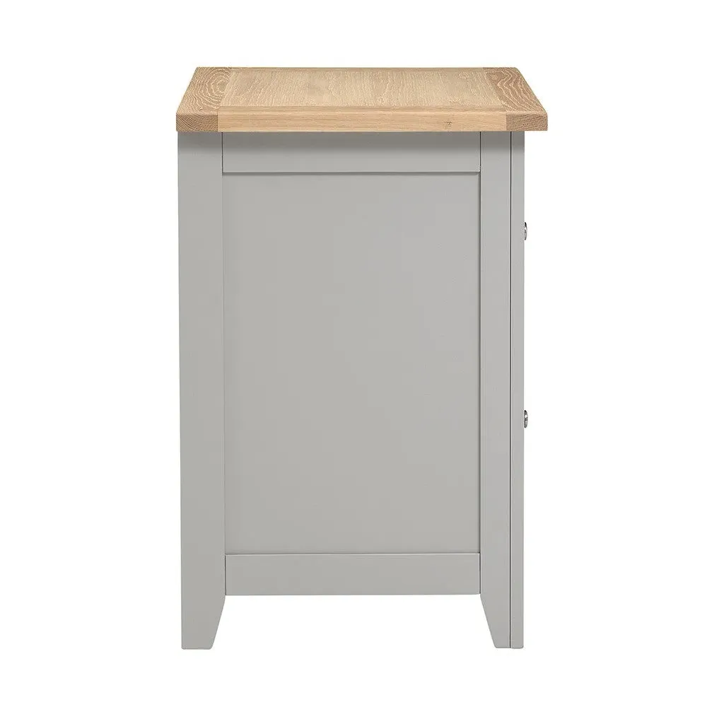 Chester 2 Drawer Filing Cabinet - Dove Grey, Oak