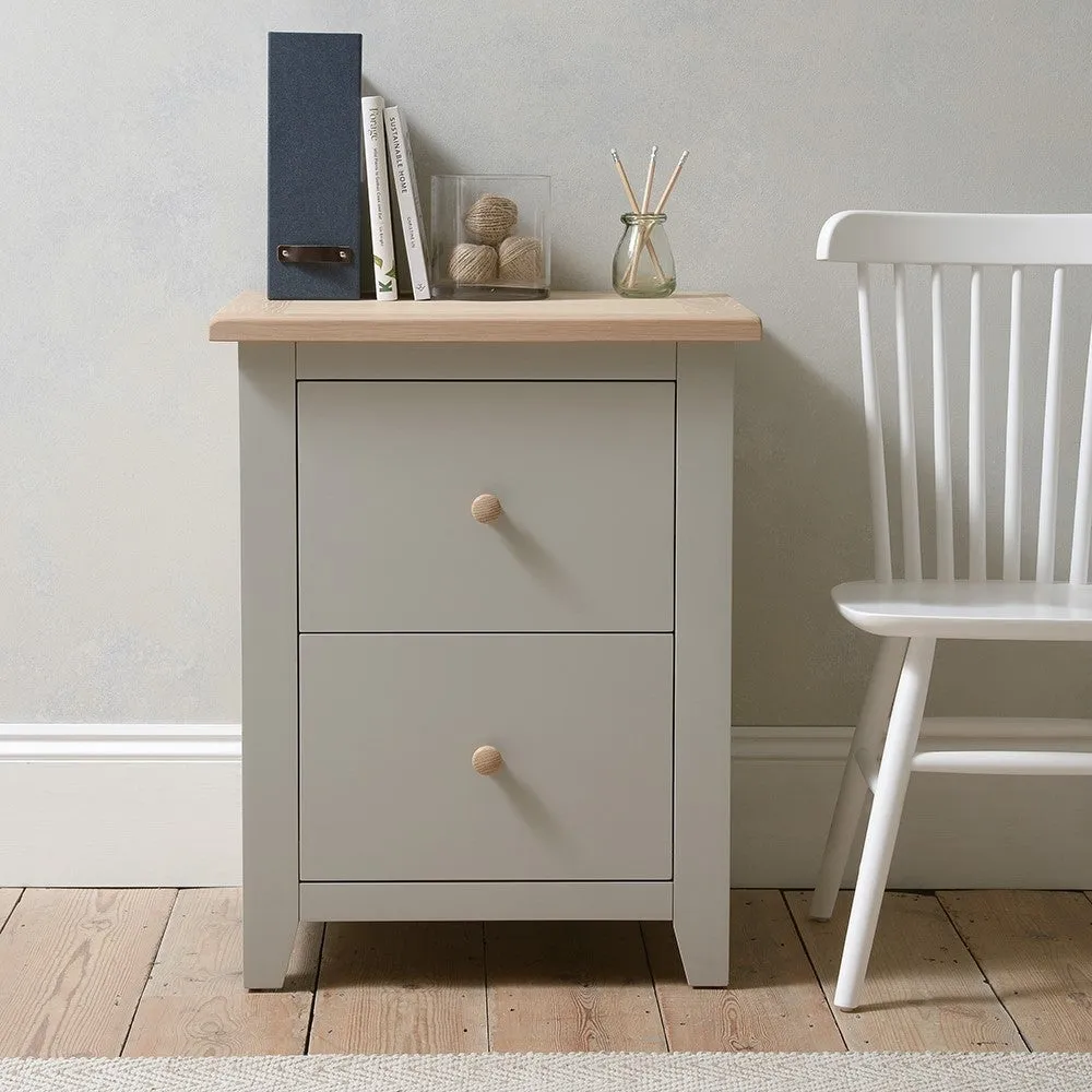 Chester 2 Drawer Filing Cabinet - Dove Grey, Oak image