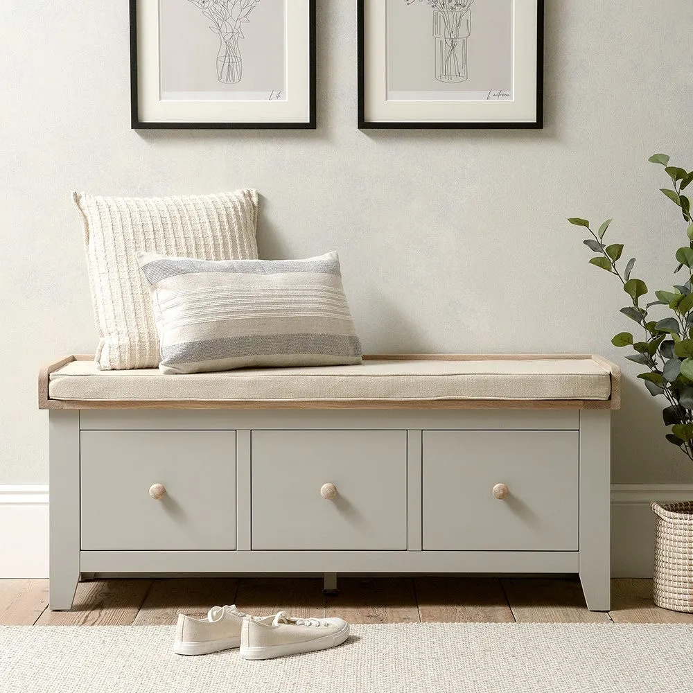 Chester 3 Drawer Shoe Bench - Dove Grey image