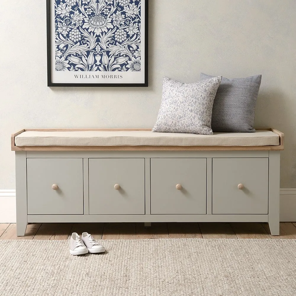 Chester 4 Drawer Shoe Bench - Dove Grey