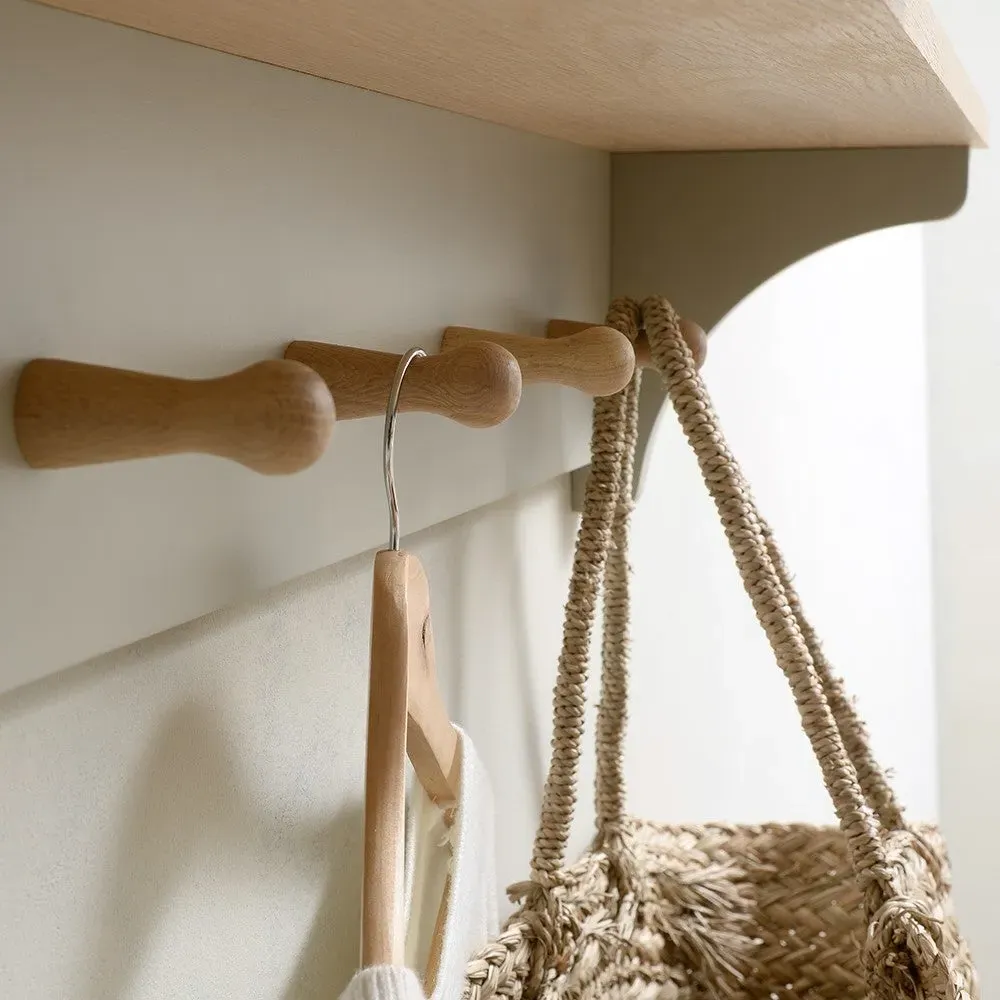 Chester 5 Peg Coat Rack with Shelf - Dove Grey, Oak