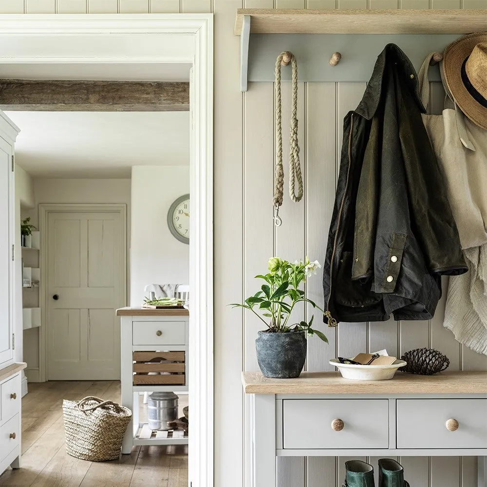 Chester 5 Peg Coat Rack with Shelf - Dove Grey, Oak