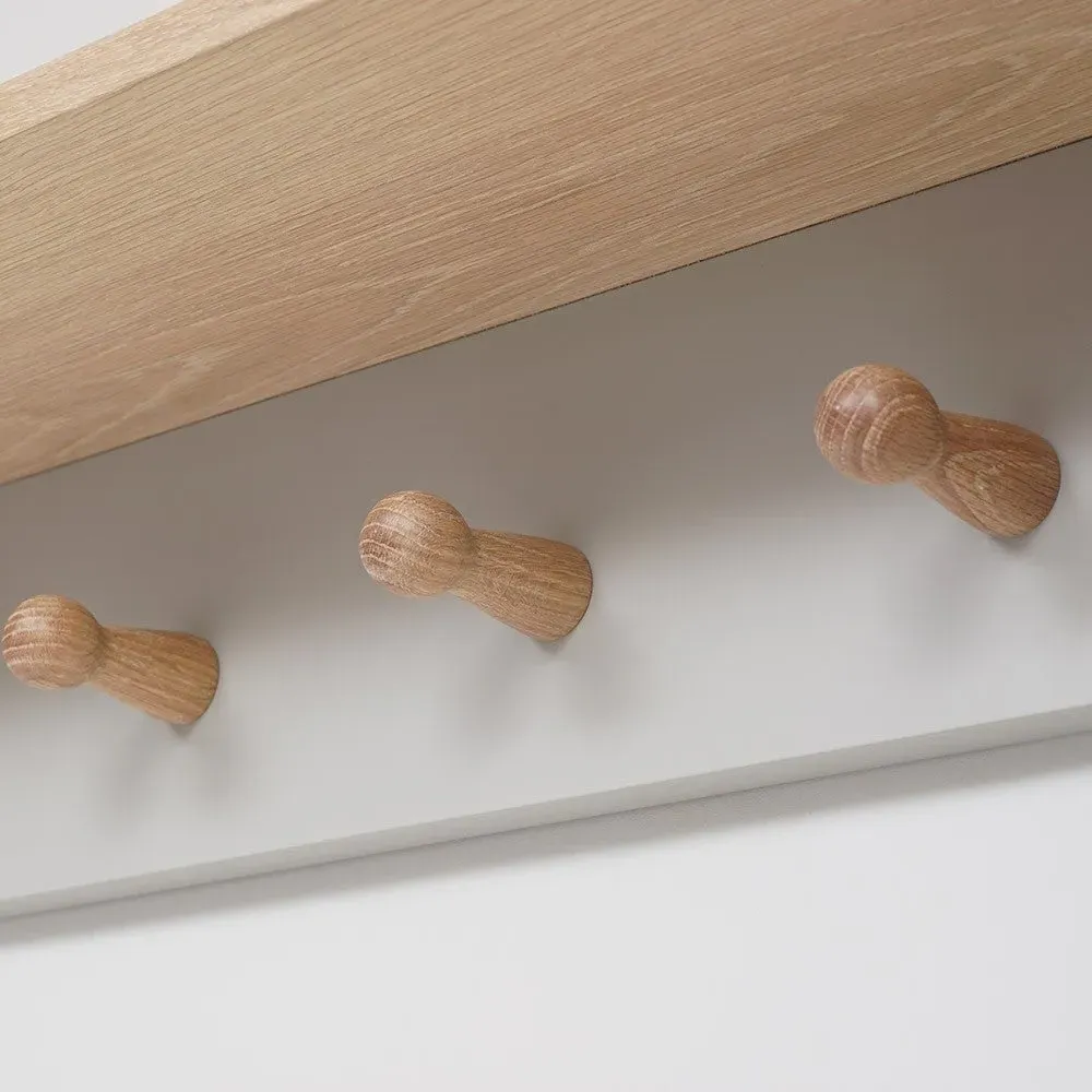 Chester 5 Peg Coat Rack with Shelf - Dove Grey, Oak