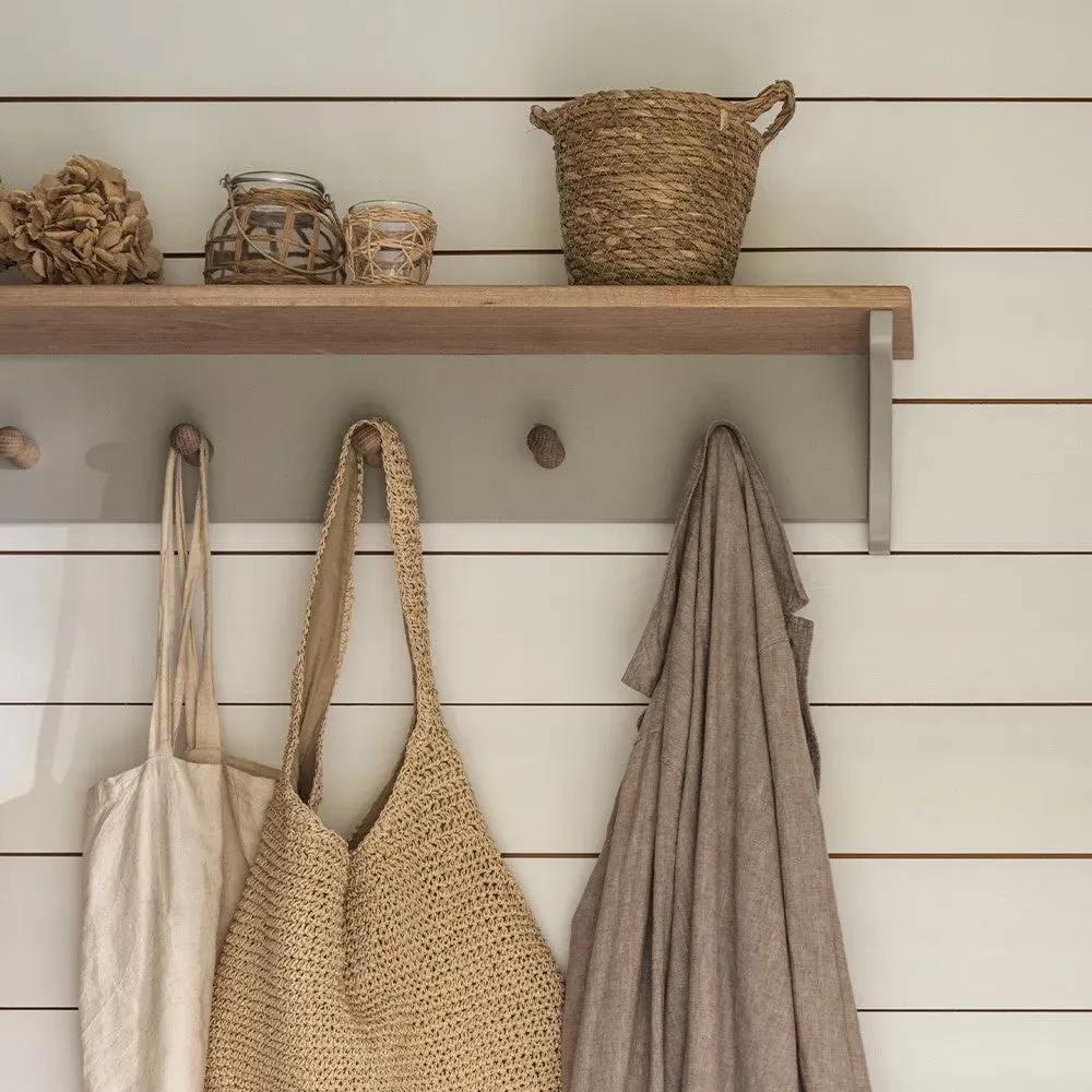 Chester 5 Peg Coat Rack with Shelf - Dove Grey, Oak