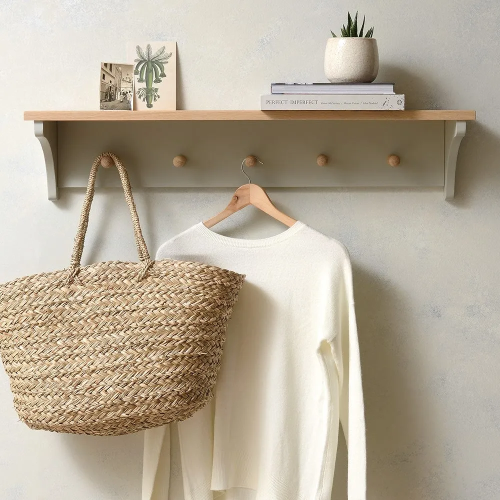 Chester 5 Peg Coat Rack with Shelf - Dove Grey, Oak image