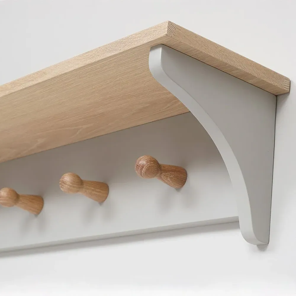 Chester 7 Peg Coat Rack with Shelf - Grey, Oak