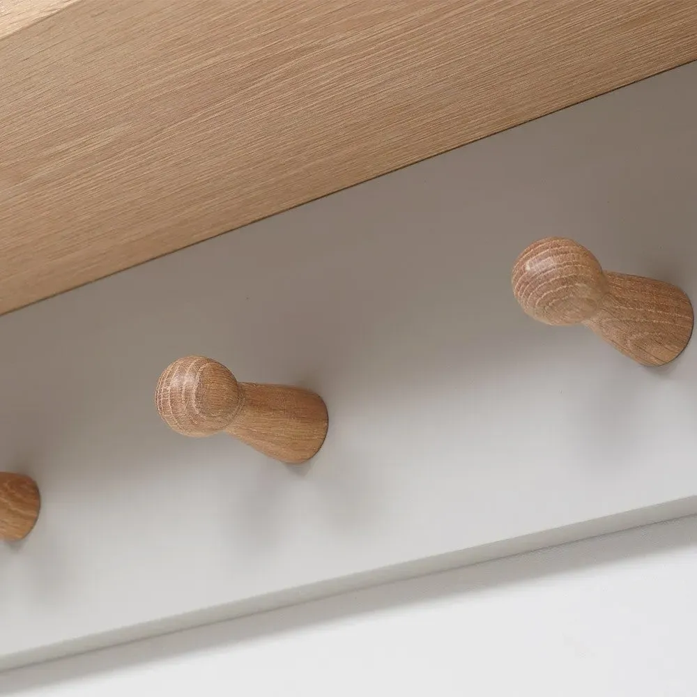 Chester 7 Peg Coat Rack with Shelf - Grey, Oak