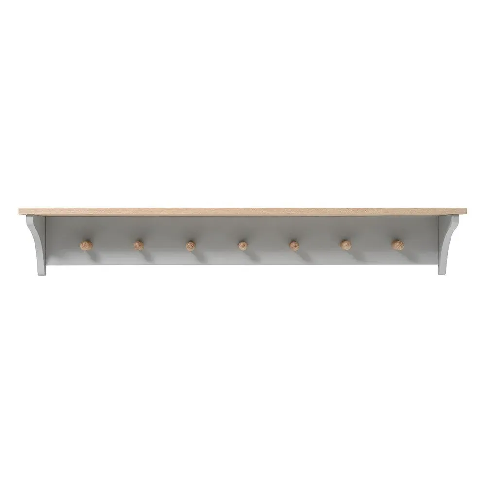 Chester 7 Peg Coat Rack with Shelf - Grey, Oak