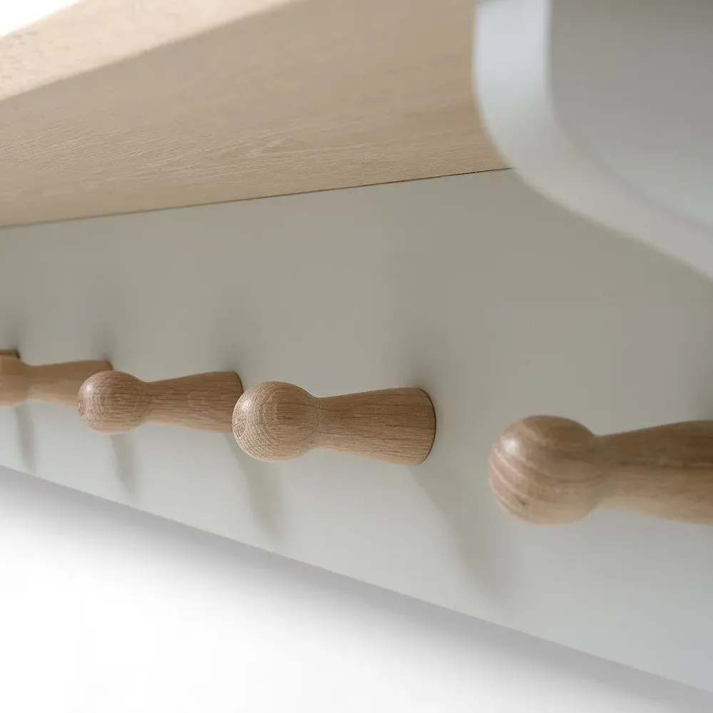 Chester 7 Peg Coat Rack with Shelf - Grey, Oak