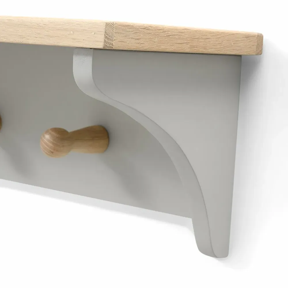 Chester 7 Peg Coat Rack with Shelf - Grey, Oak