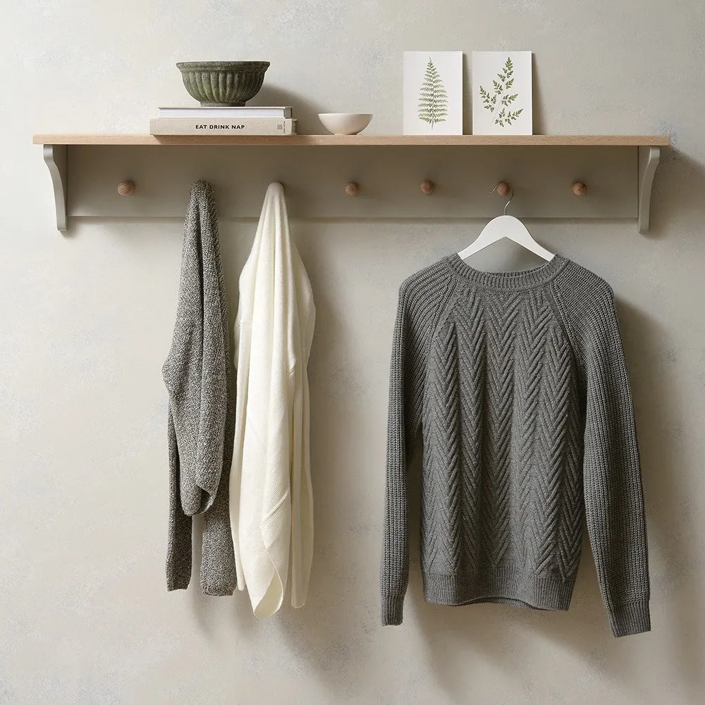 Chester 7 Peg Coat Rack with Shelf - Grey, Oak image