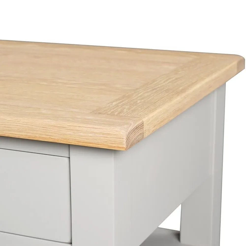 Chester Coffee Table with Drawers - Dove Grey, Oak