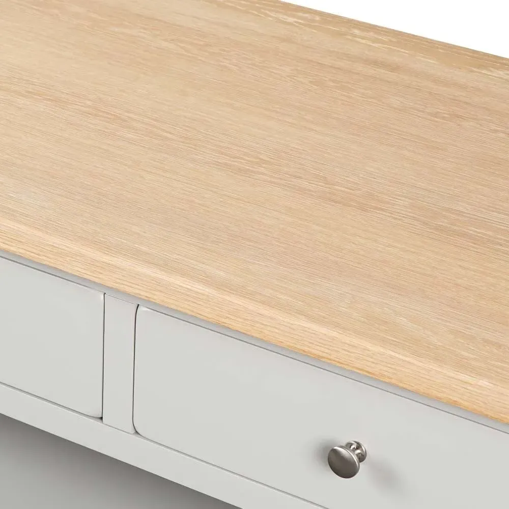 Chester Coffee Table with Drawers - Dove Grey, Oak