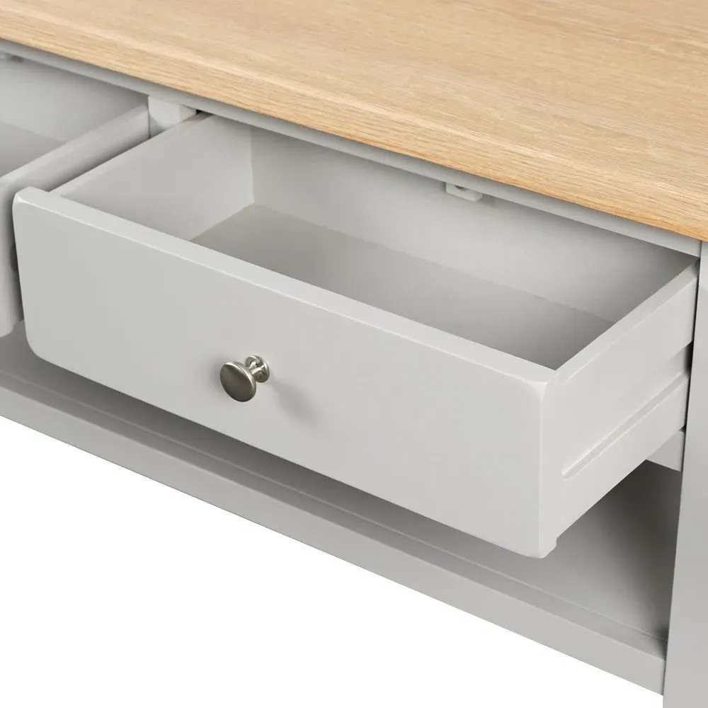 Chester Coffee Table with Drawers - Dove Grey, Oak