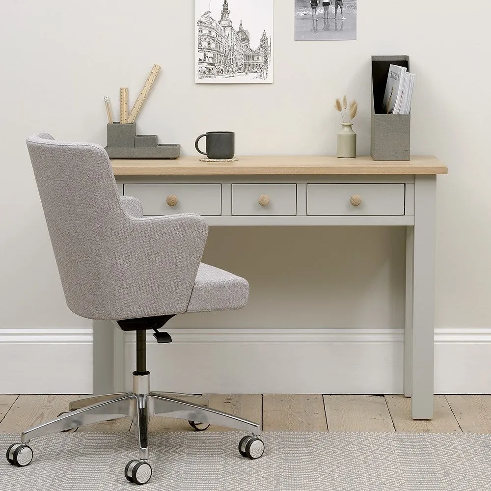 Chester Console Desk with Drawers - Dove Grey, Oak