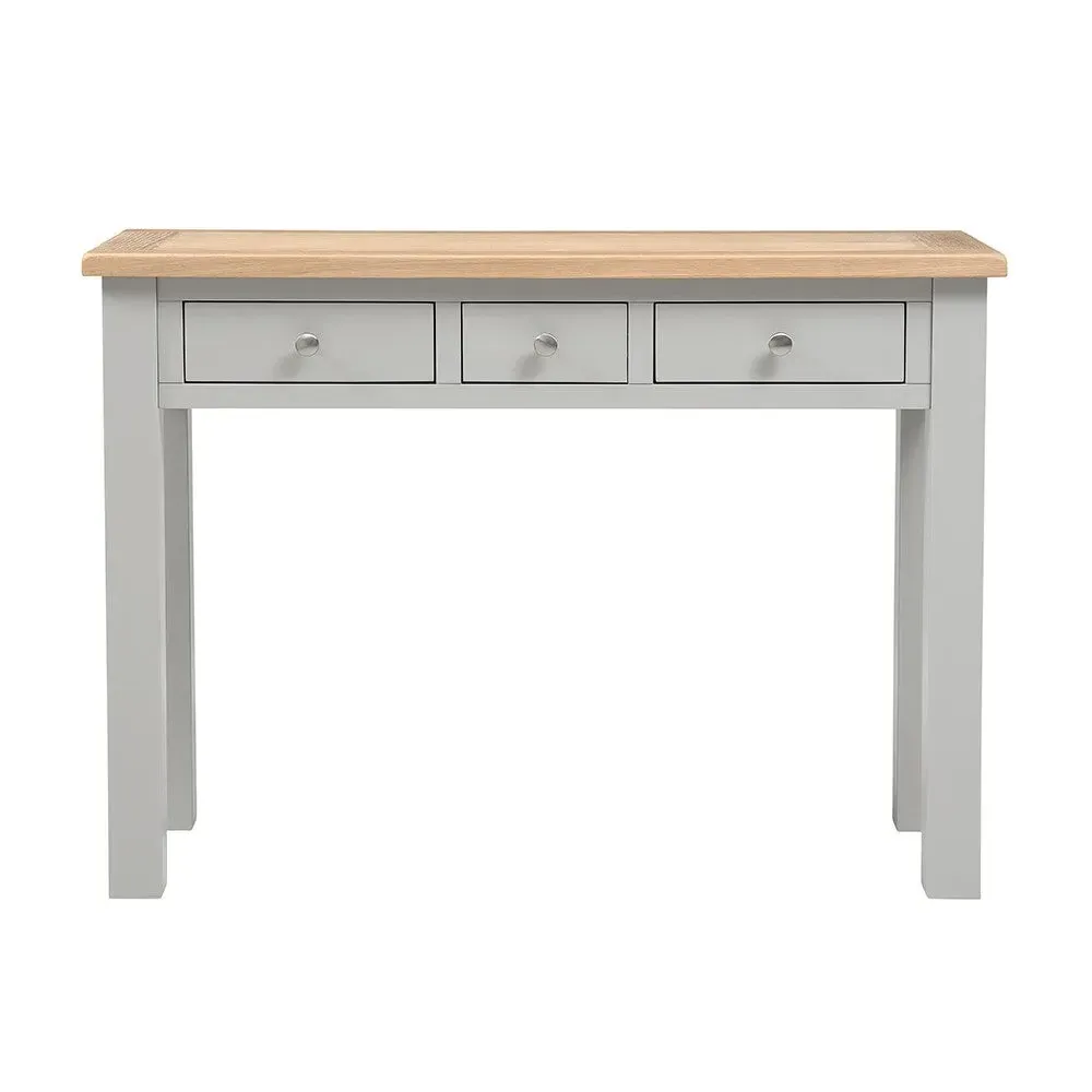 Chester Console Desk with Drawers - Dove Grey, Oak