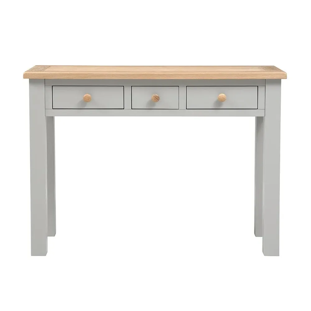 Chester Console Desk with Drawers - Dove Grey, Oak