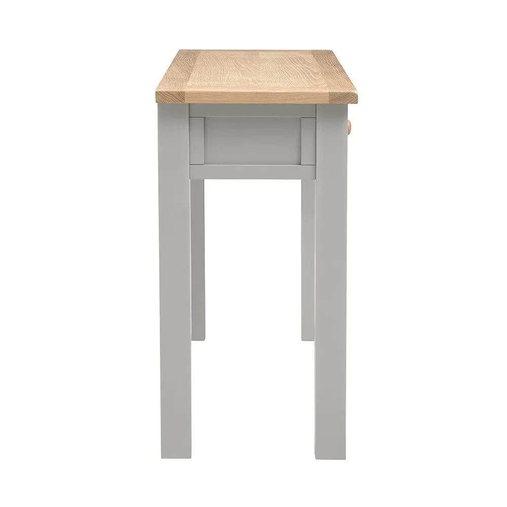 Chester Console Desk with Drawers - Dove Grey, Oak
