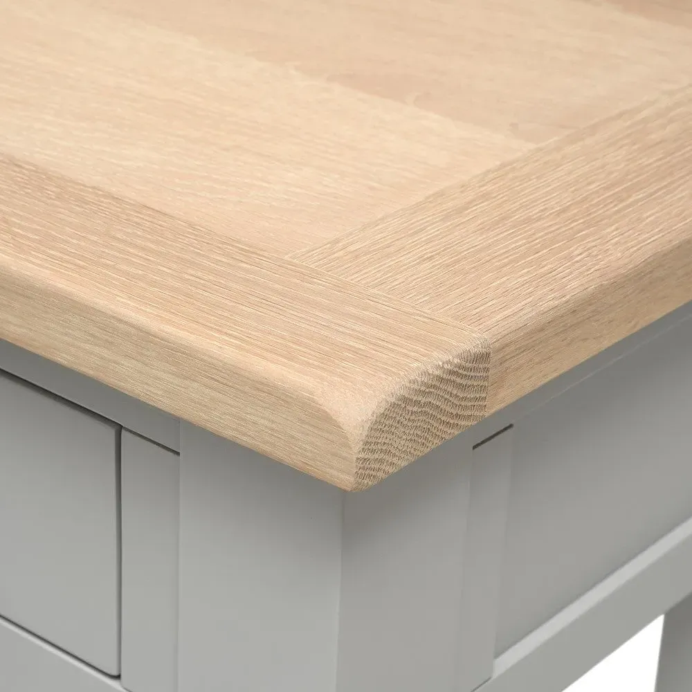 Chester Console Desk with Drawers - Dove Grey, Oak