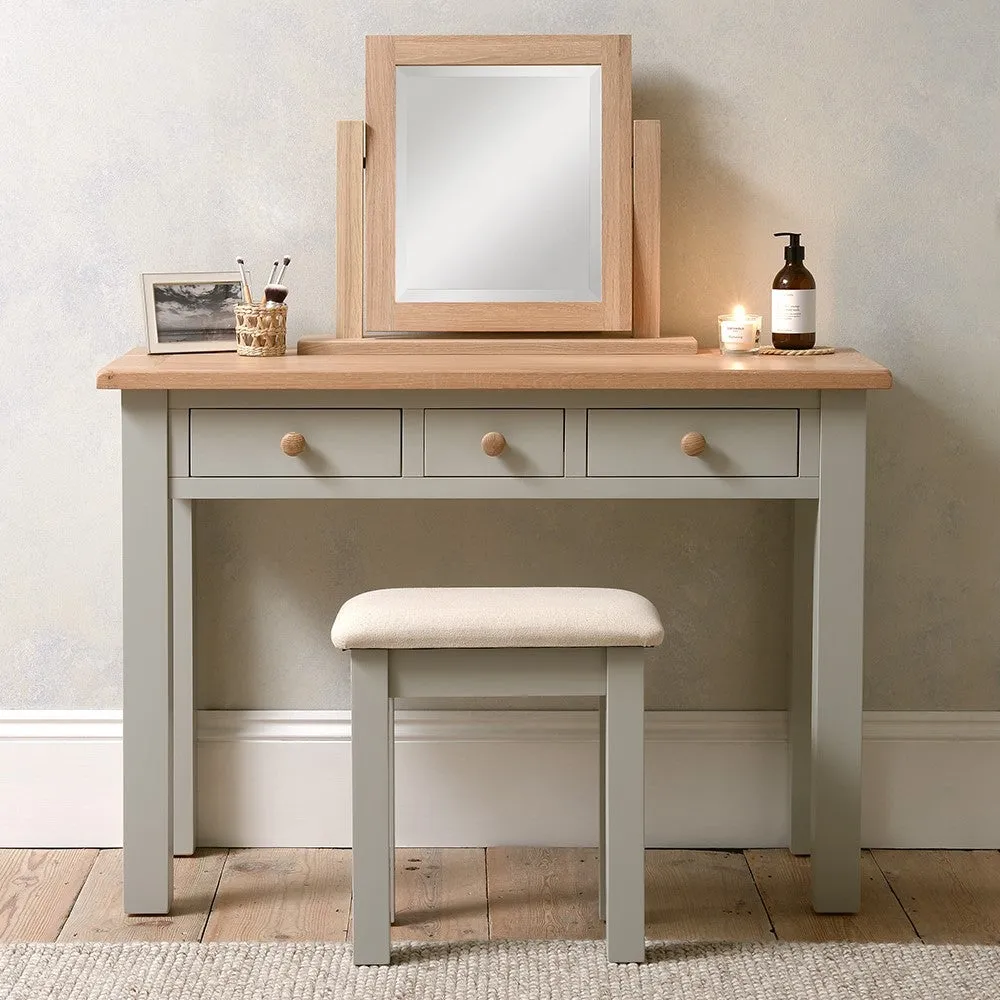 Chester Console Desk with Drawers - Dove Grey, Oak image