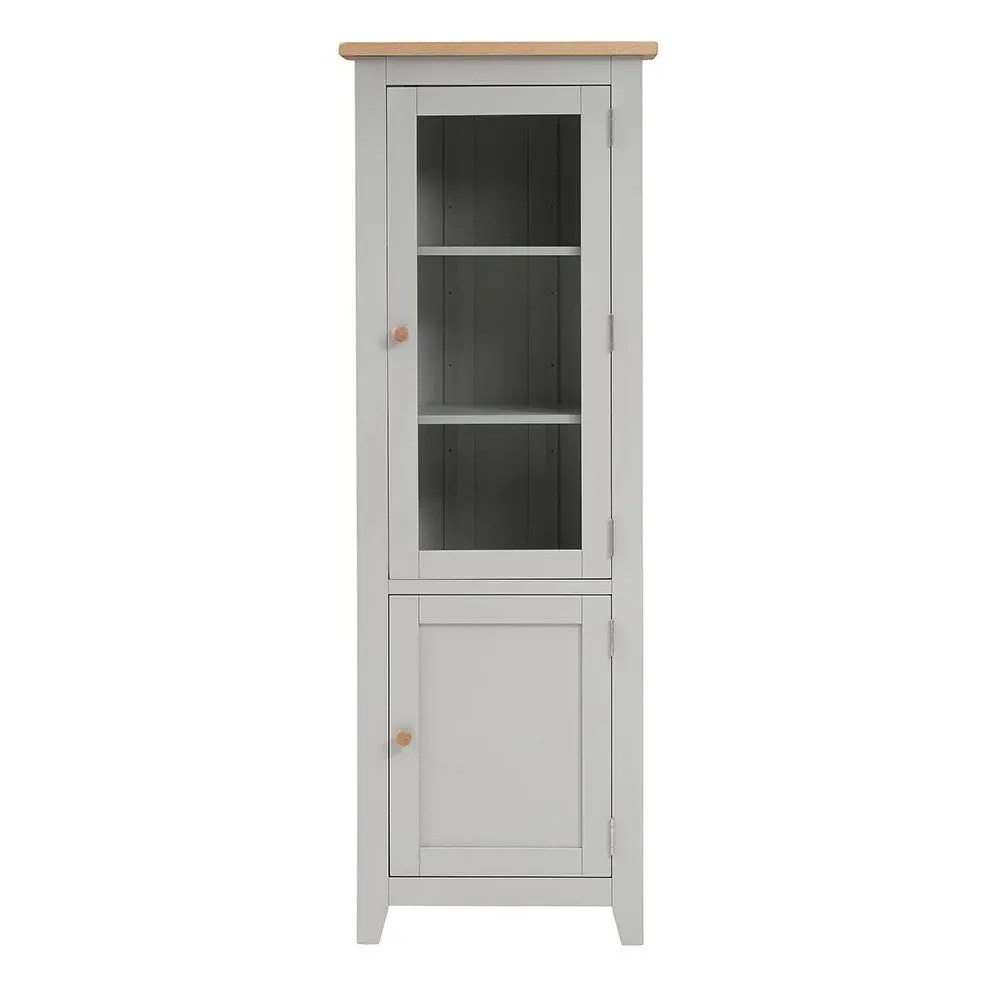 Chester Corner Display Cabinet with Storage - Dove Grey, Glass