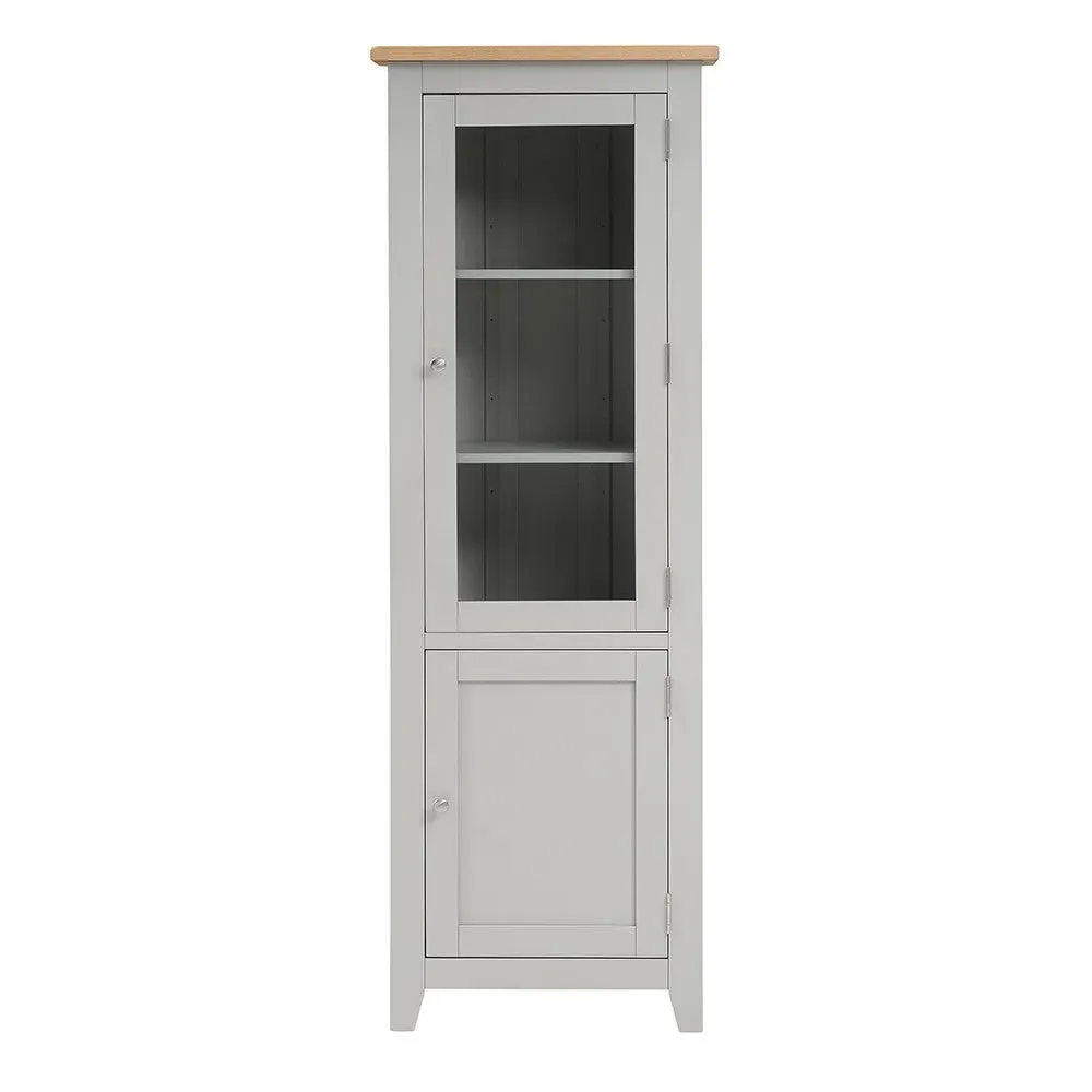 Chester Corner Display Cabinet with Storage - Dove Grey, Glass