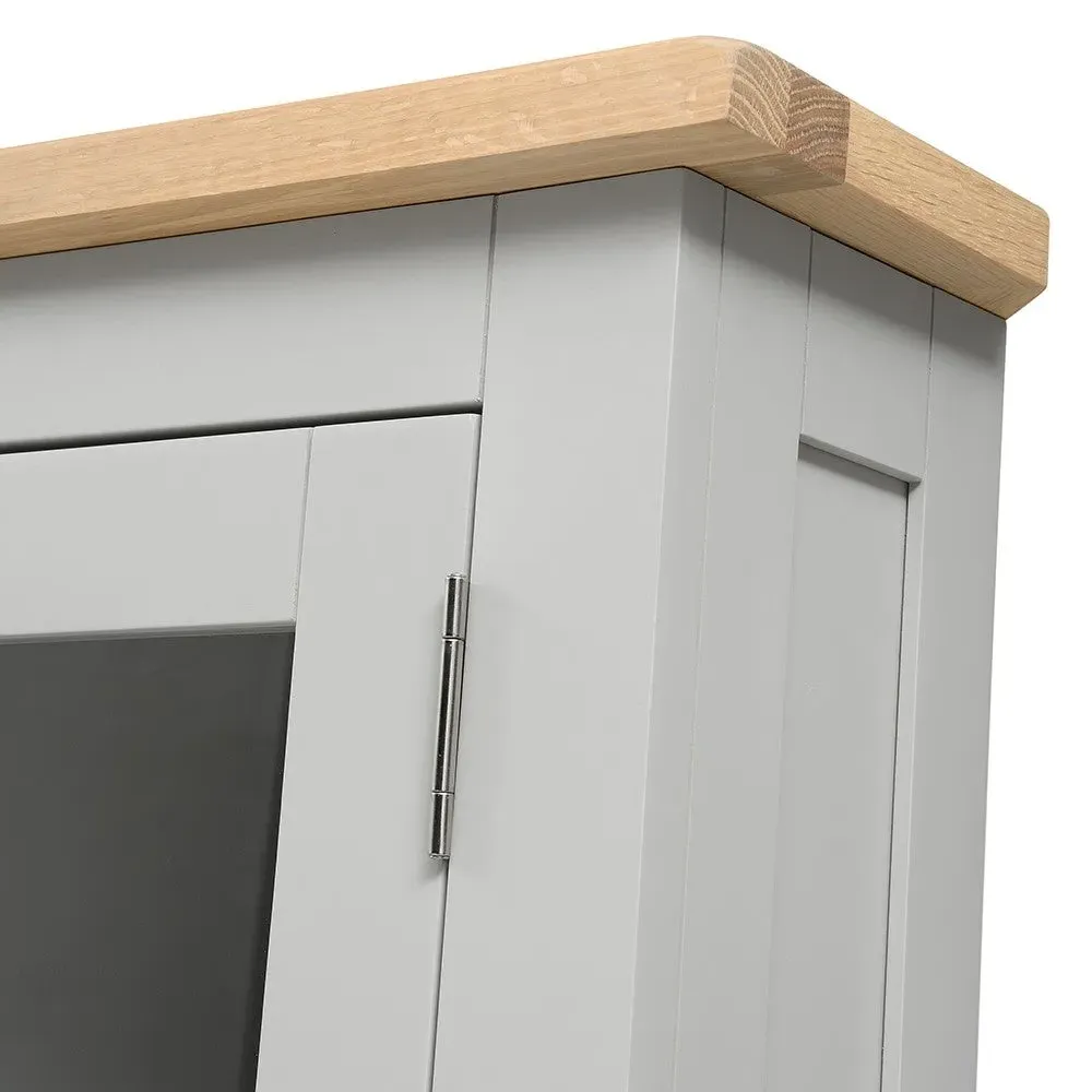 Chester Corner Display Cabinet with Storage - Dove Grey, Glass