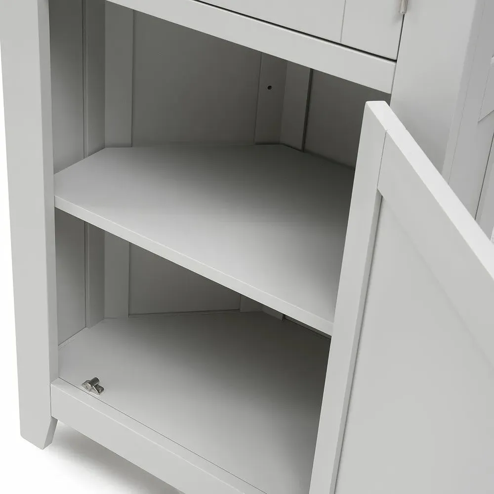 Chester Corner Display Cabinet with Storage - Dove Grey, Glass