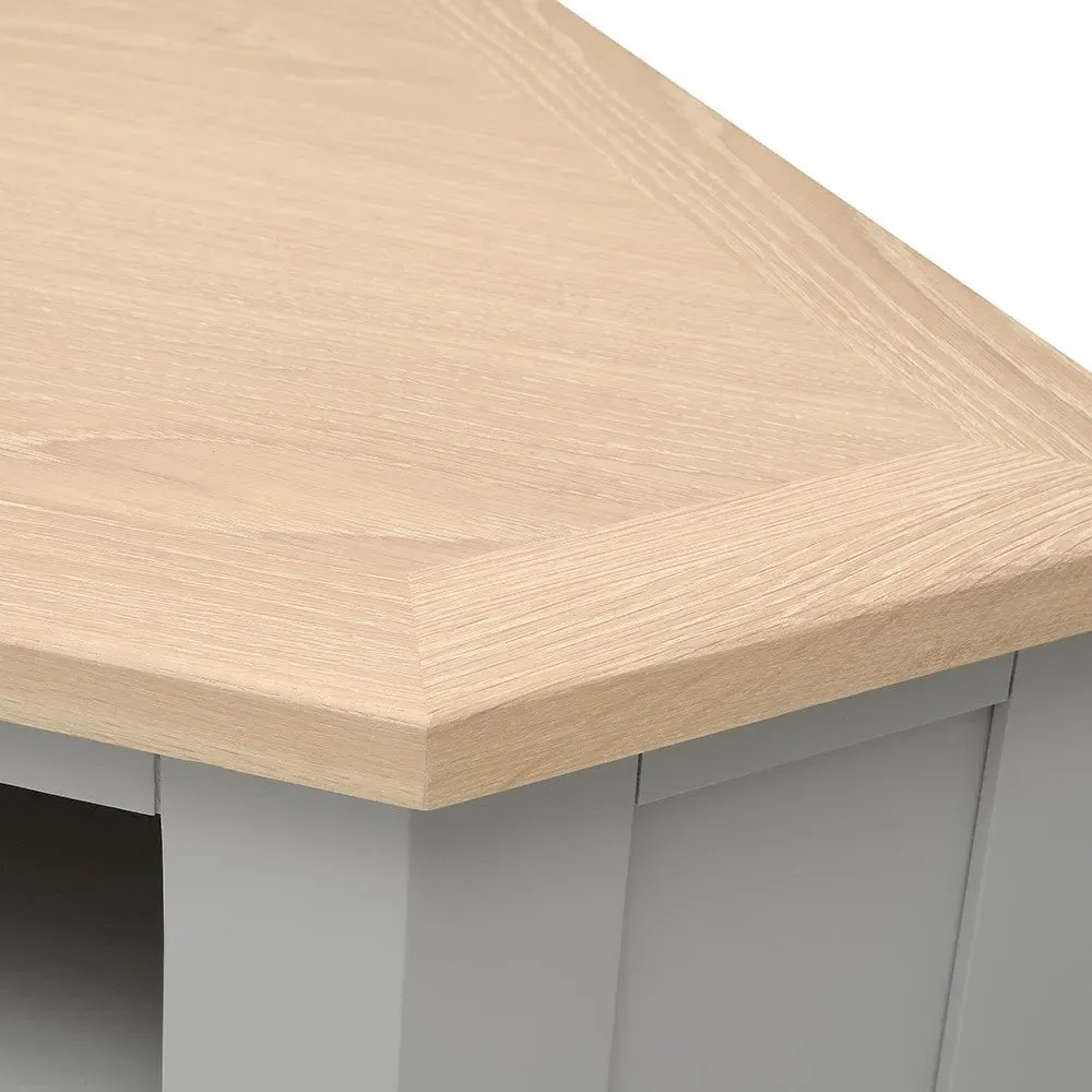Chester Corner TV Unit with Storage - Dove Grey, Oak