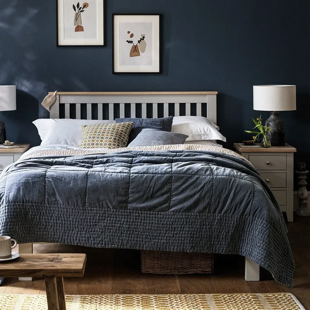 Chester Dove Grey Double Bed - Grey, Oak Veneer alternate view