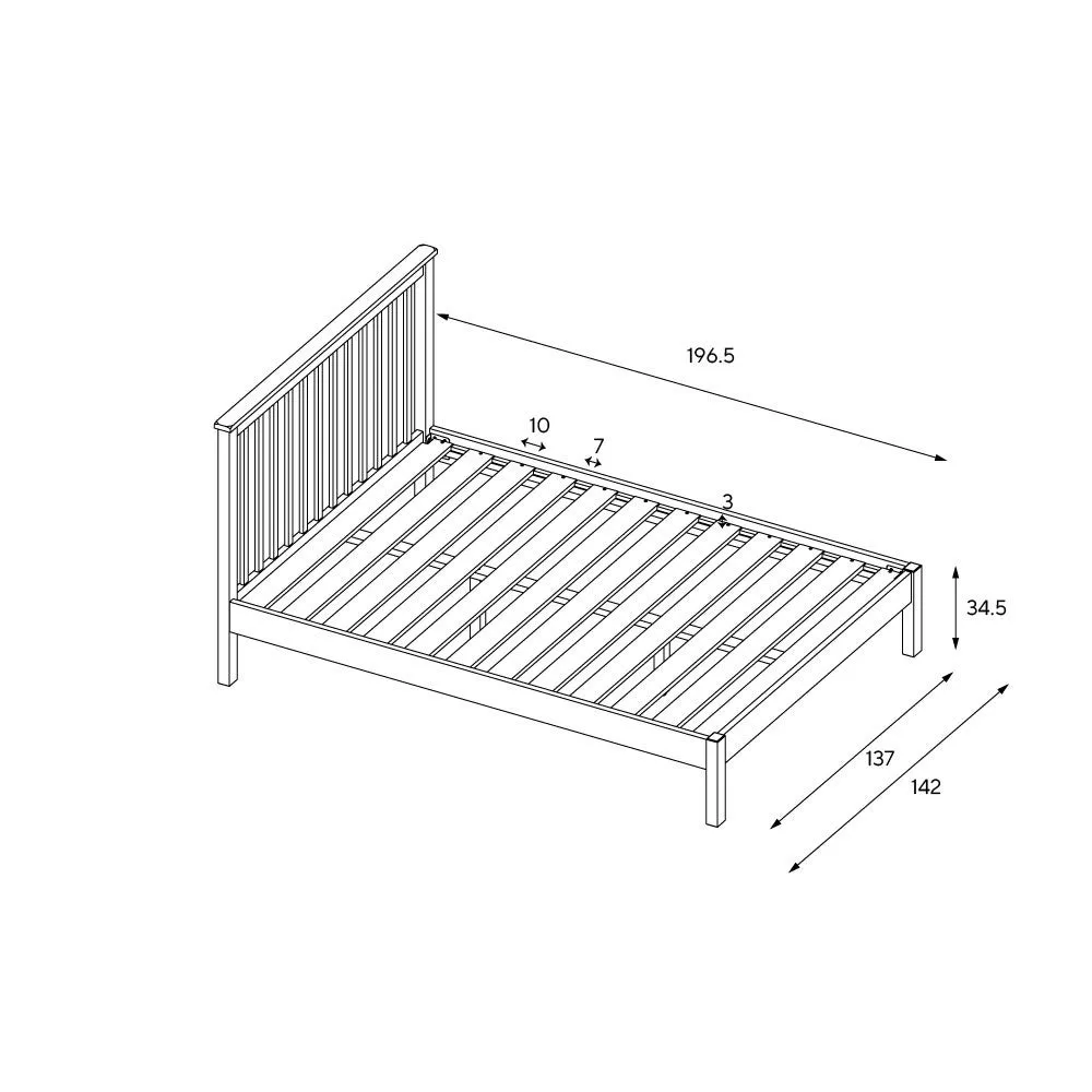 Chester Double Bed - Dove Grey, Oak