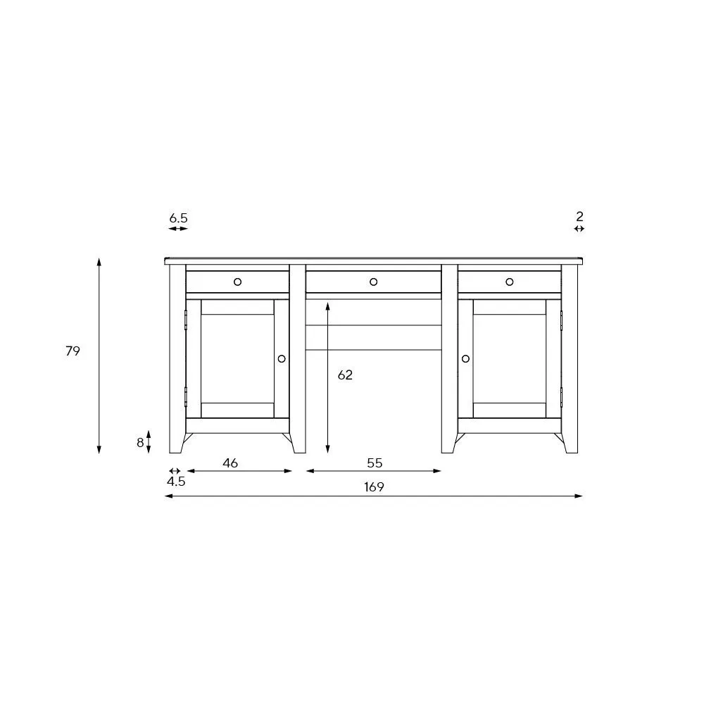 Chester Double Pedestal Desk - Dove Grey, Oak