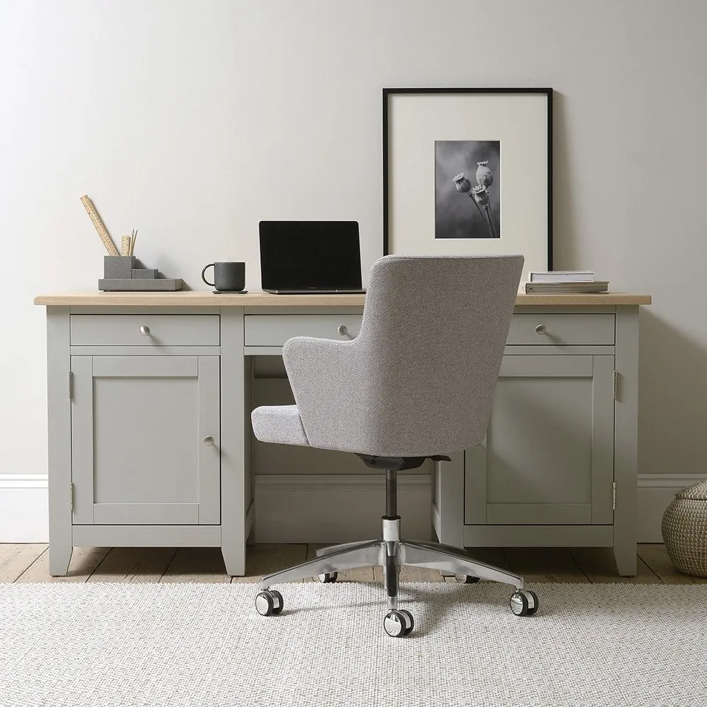 Chester Double Pedestal Desk - Dove Grey, Oak image