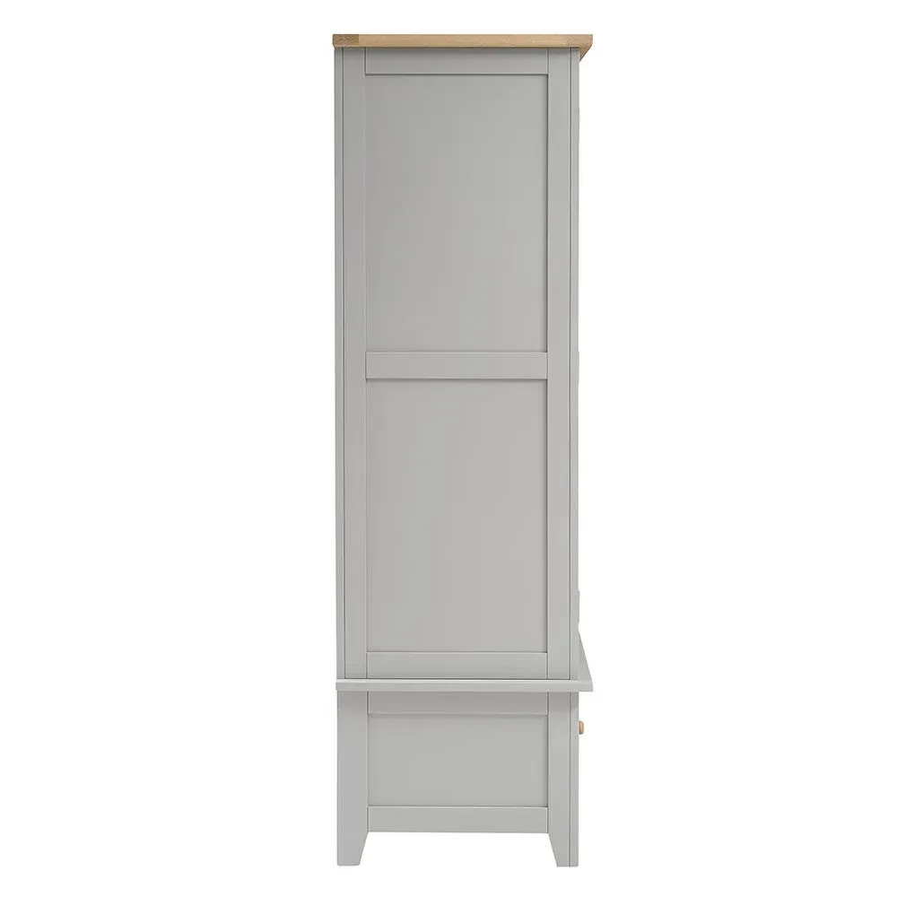 Chester Double Wardrobe with Drawer - Dove Grey, Oak