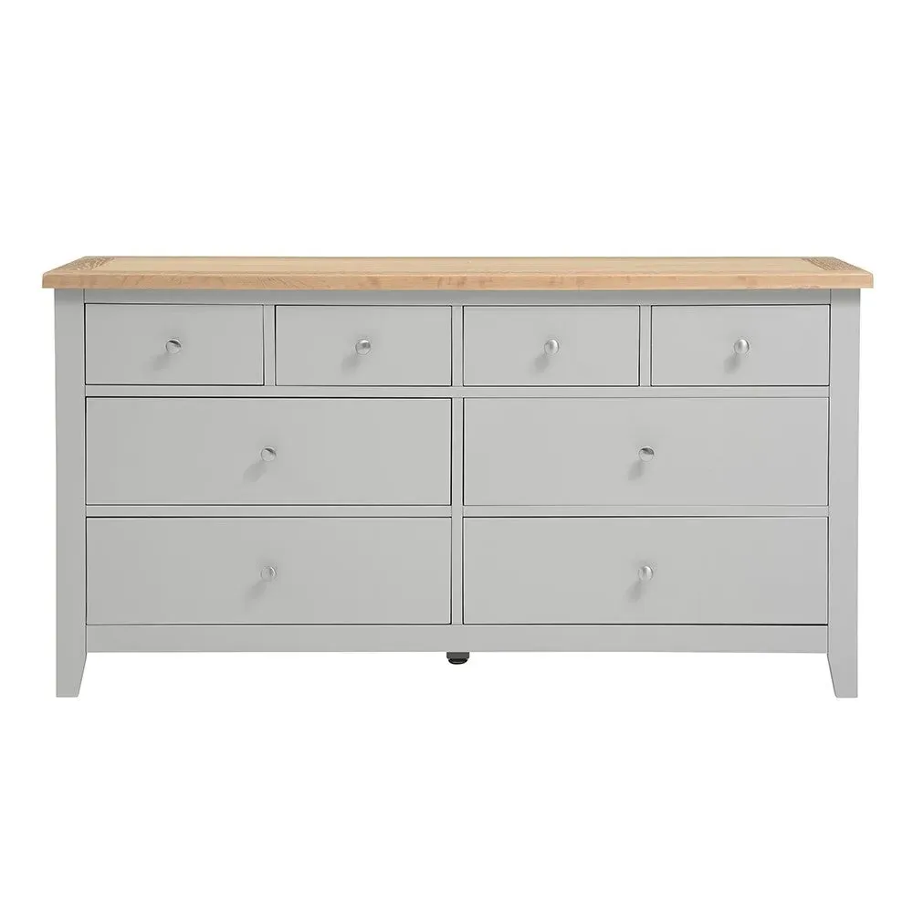 Chester Dove Grey 8 Drawer Chest - Grey, Oak