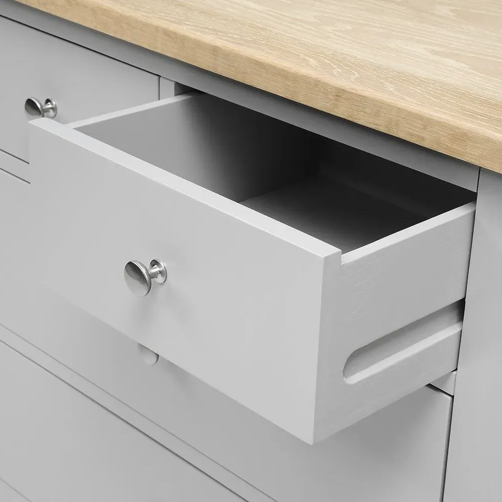 Chester Dove Grey 8 Drawer Chest - Grey, Oak