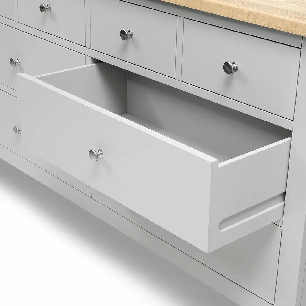 Chester Dove Grey 8 Drawer Chest - Grey, Oak
