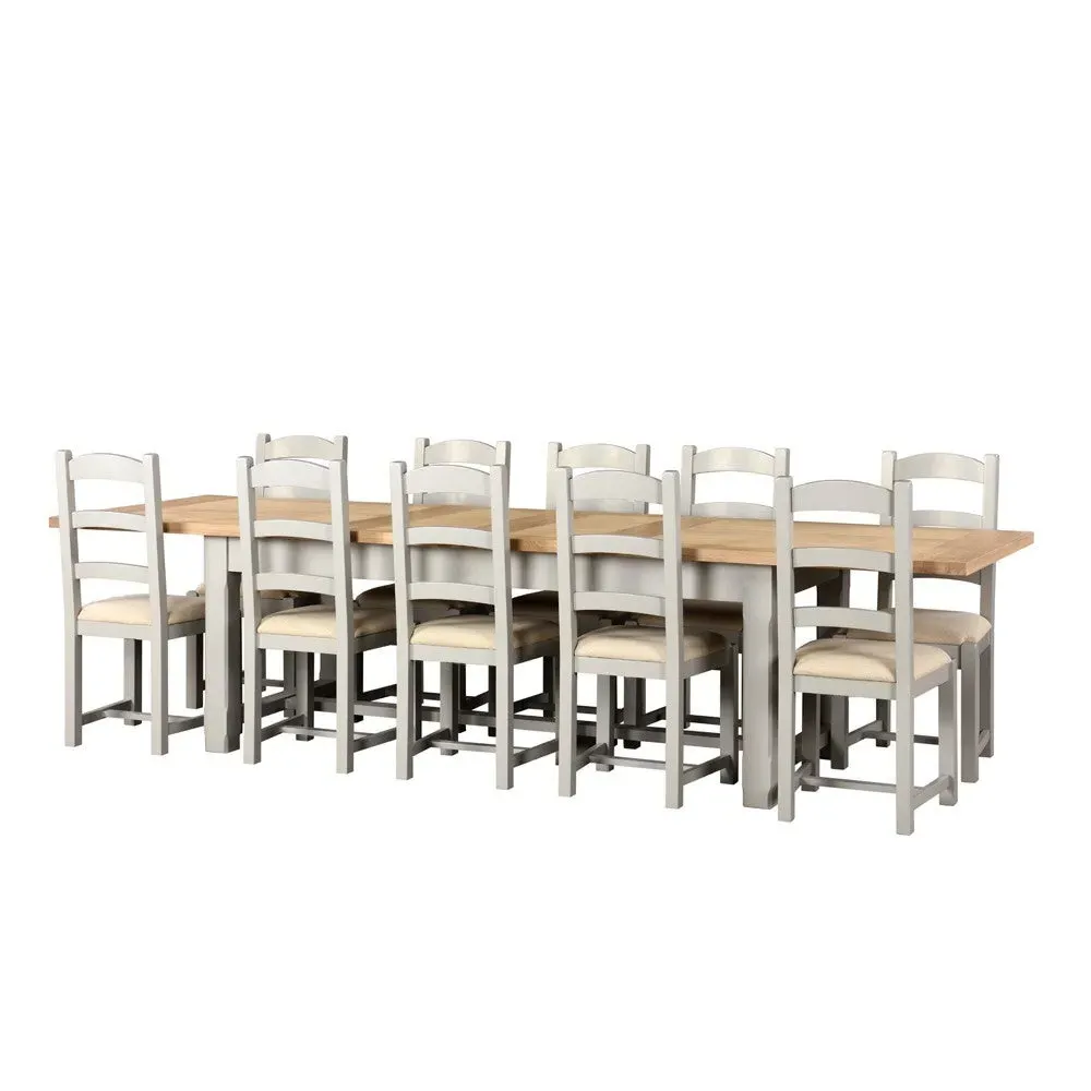 Chester Dove Grey Extending Dining Table - Grey, Oak