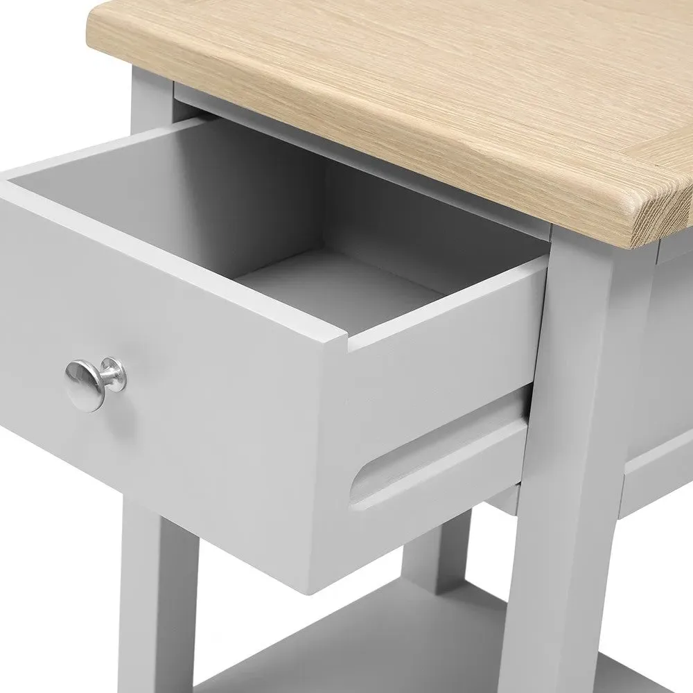 Chester Dove Grey Pair of Bedside Tables with Drawer - Grey