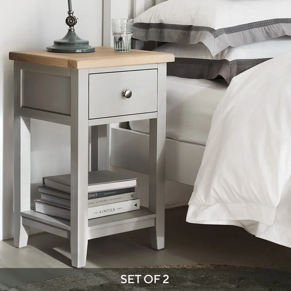 Chester Dove Grey Pair of Bedside Tables with Drawer - Grey