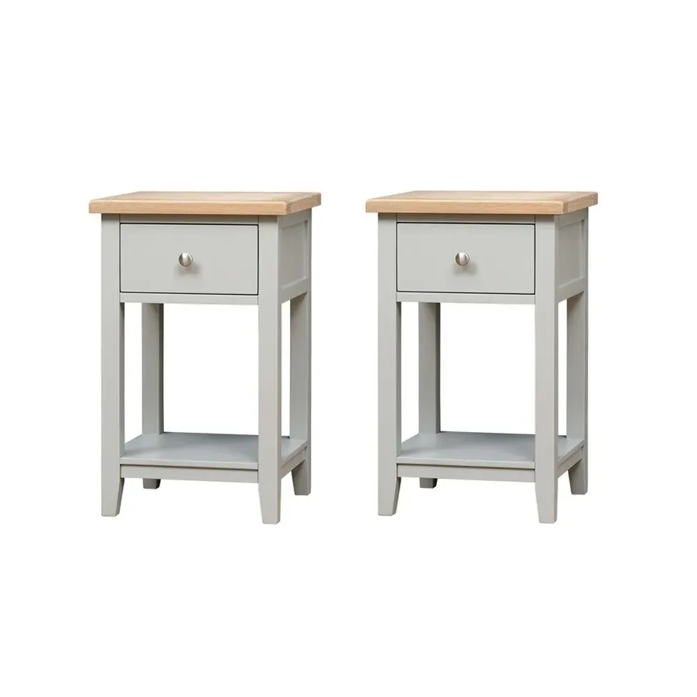 Chester Dove Grey Pair of Bedside Tables with Drawer - Grey image