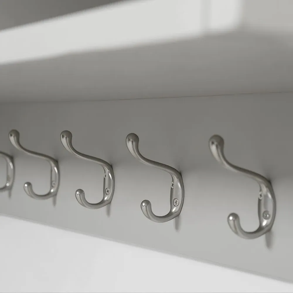 Chester Dove Grey Storage Shelf with Hooks - Grey, Oak