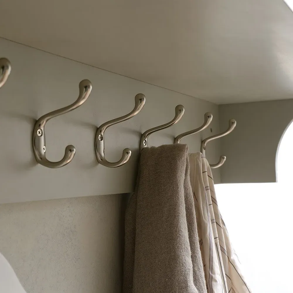 Chester Dove Grey Storage Shelf with Hooks - Grey, Oak