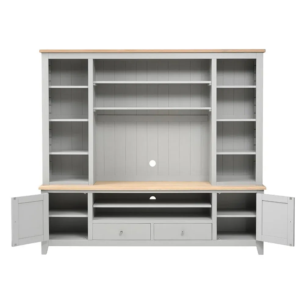Chester Extra Large TV and Media Storage Unit - Dove Grey, Oak