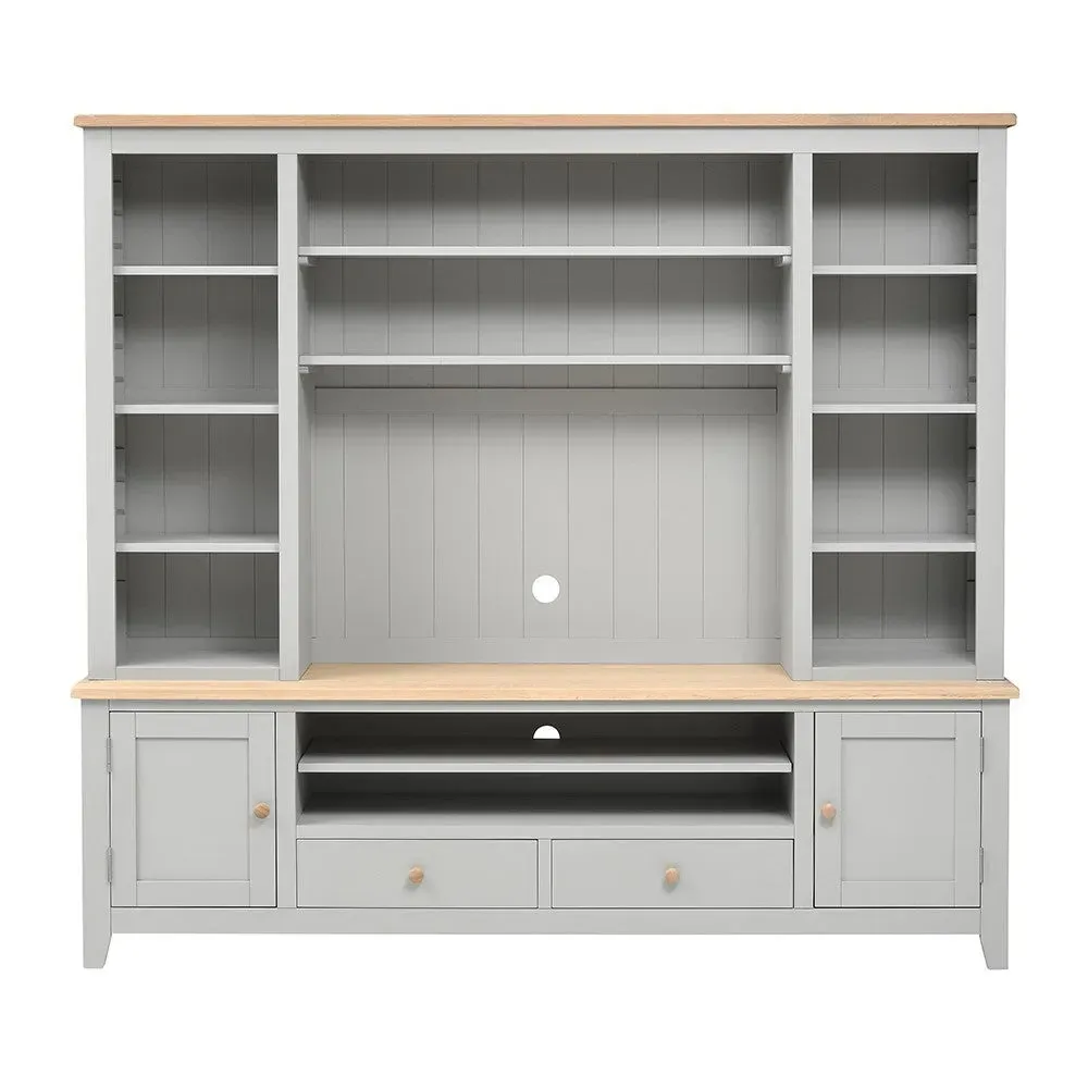 Chester Extra Large TV and Media Storage Unit - Dove Grey, Oak