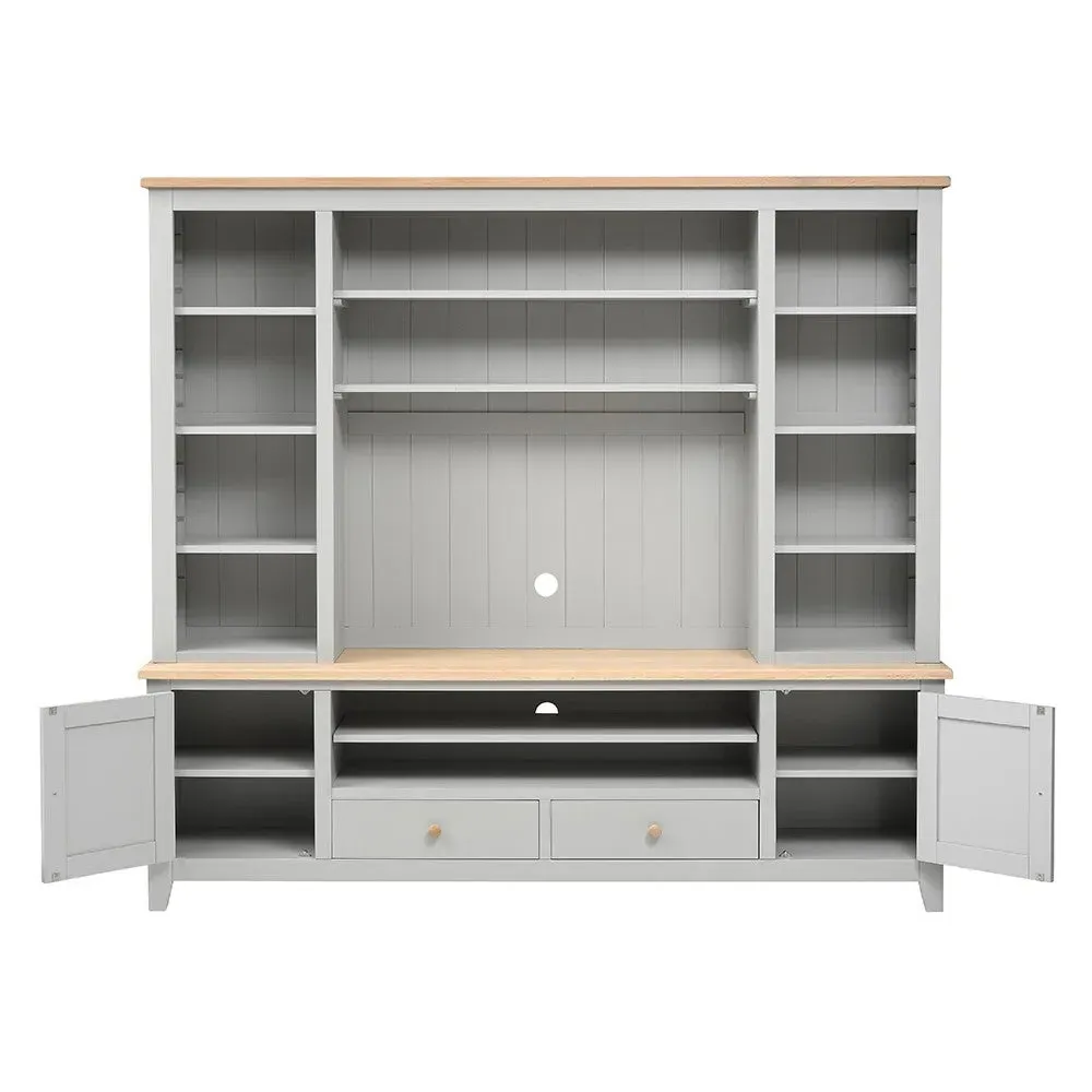Chester Extra Large TV and Media Storage Unit - Dove Grey, Oak